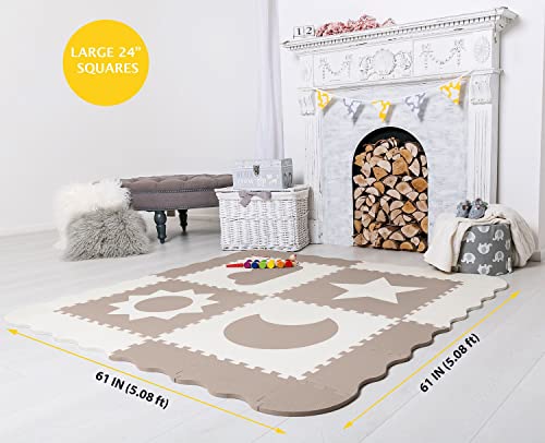 Childlike Behavior Baby Play Mat 61x61 Extra Large Infants Toddlers Beige