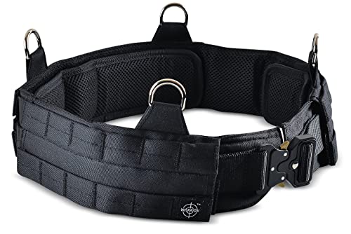 Warrion Tactical Battle Combat Belt - Military with Molle (Black, 32-34 Inch)