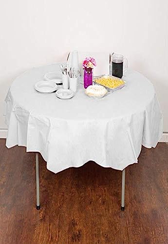 White Tissue Poly 82 Inch Octy Round Paper Tablecover