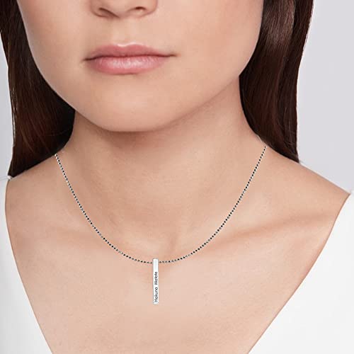 LeCalla 925 Sterling Silver Love 3D Bar Necklace Pendant for Women Necklaces