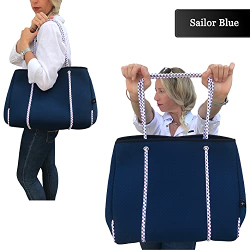 Pole Tribe Large Neoprene Tote Bag for Women Neoprene Bags Blue