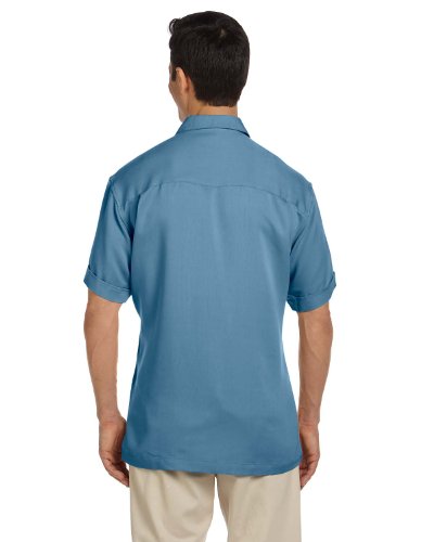 Harriton Men's Two-Tone Bahama Cord Camp Shirt 4XL CLOUD BLUE CREM