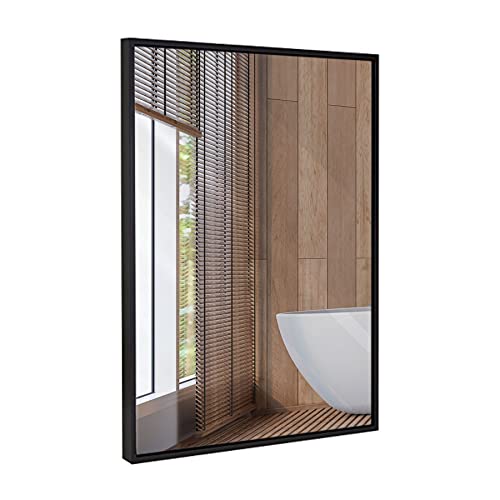 Hamilton Hills 24x36 Inch Framed Mirror Large Bathroom Mirrors for Wall Wenge