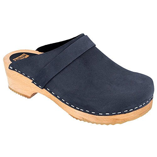 Vollsjö Women Clogs Made of Wood and Slippers Eu 11 Dark Blue Pair of Shoes