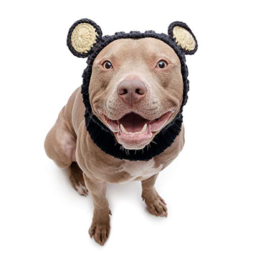 Zoo Snoods Black Bear Dog Costume - No Flap Ear Wrap Hood for Pets