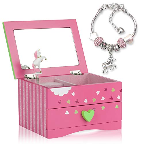 Amitié Lane Unicorn Jewelry Box For Girls - Pink