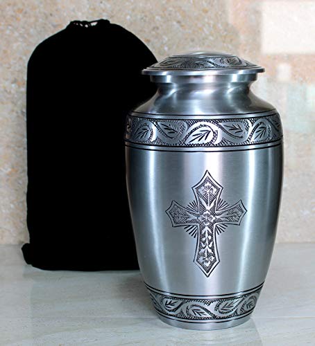 eSplanade Cremation Urn Memorial Container Jar Pot | Cremation Urns | Full Size Standard Urns | Metal Urns
