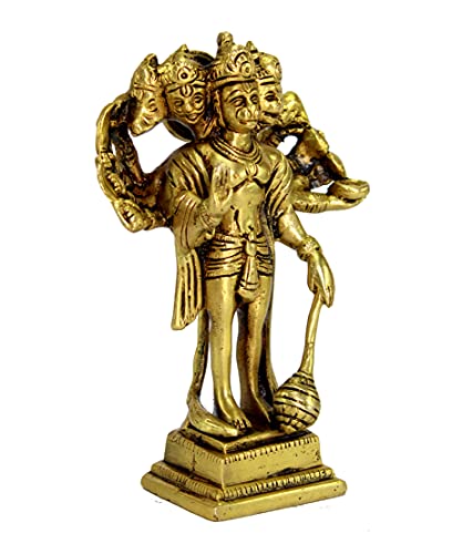 Esplanade Brass Panchmukhi Hanuman Anjaneya Pavan Statue 6.5 Inch