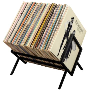 Urbane Sound Vinyl Record Storage Rack - Camden Vinyl Record Holder - Vinyl Storage Rack - Record Stand for LP Storage - Vinyls Organiser - Vinyl Album Storage 70Lps Books Magazines Albums (Black)