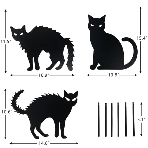 Homarden Halloween Cat Statues Scare Cats Yard Sign Metal Silhouettes Set of 3
