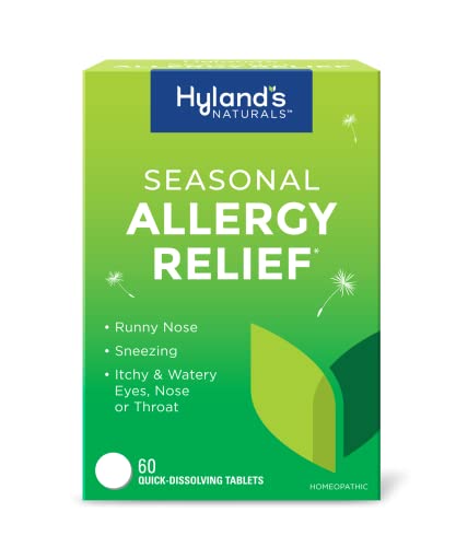 Hyland's Naturals Indoor & Outdoor, Non Drowsy Seasonal Allergy Relief Pills, Safe and Natural, Quick Dissolving Tablets, White, 60 Count