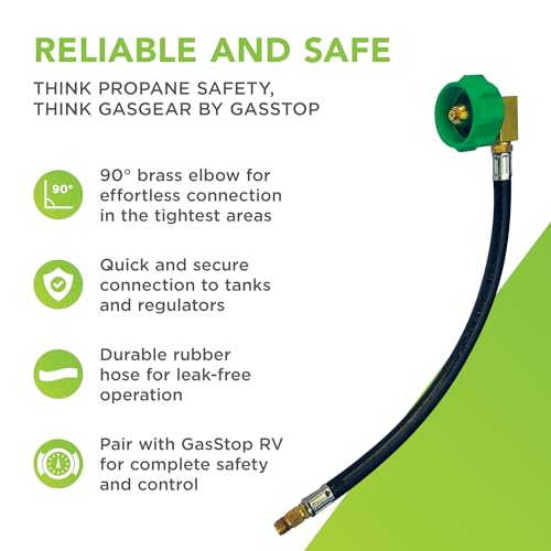 Gasgear 12 Rv Propane Hose Extension Rubber Pigtail 1 4 Male Flare 90°Connector