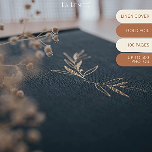Premium Black Photo Album | Scrapbook Photo Album with Writing Space | 100 Pages for Multiple Photo Sizes, 4x6, 5x7, 6x8, 8x10 | Acid Free Photo Album for Wedding | Graduation Photo Album