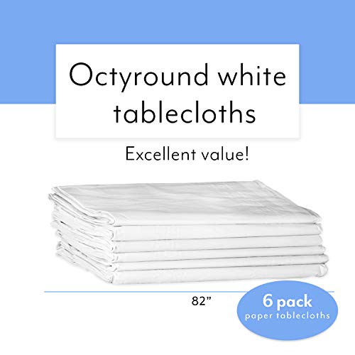 White Paper Table Cloths for Round Tables 82 Inch Octyround Paper 6 Pack