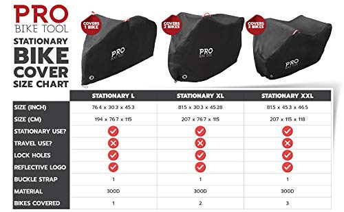 PRO BIKE TOOL Bike Cover for Outdoor Bike Storage - Stationary L for 1 Bike - Heavy Duty Riptstop Material, Waterproof and Anti-UV - Bicycle Cover Protection for Mountain & Road Bikes, Bike Tent