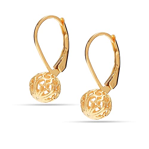 LeCalla 14K Gold-Plated 925 Sterling Silver Filigree Earrings for Women Teen Earrings