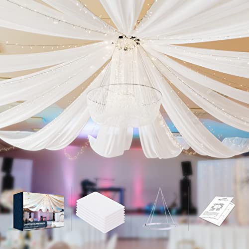 Ceiling Drapes for Weddings Hanging Kit Tent Draping 6 Panels 5 X 10 Ft White