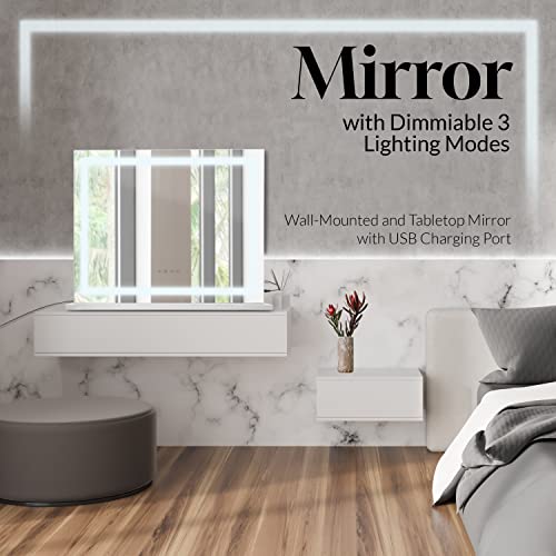 Led Vanity Mirror With Lights Desk Mirror Usb Charging Makeup Light Mirror