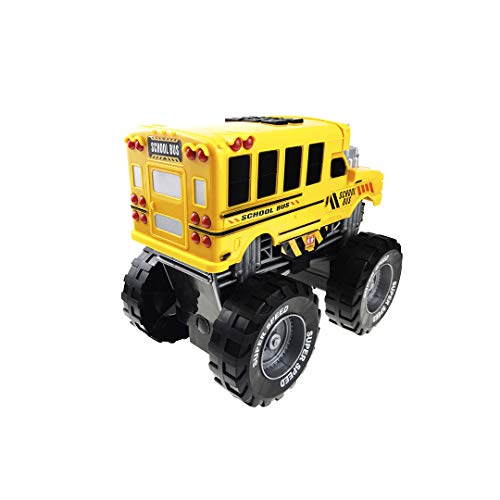 School Bus Monster Truck with Lights and Sounds, School Bus Vehicle Toy, for Toddlers, Boys and Girls Ages 3+