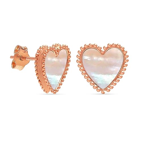 Lecalla 925 Sterling Silver 14k Rose Gold Jewelry Earrings for Women Teen 10 Mm