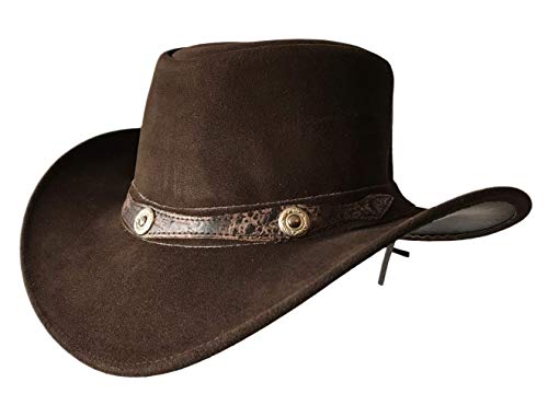 Brandslock Brown Leather Cowboy Hat for Men Women Lightweight XLarge