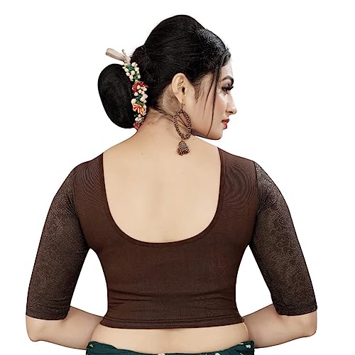 Craftstribe Simple Ready to Wear Indian Top Saree Blouse Ethnic Choli Brown