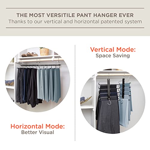 MORALVE Pants Hangers Space Saving - 2 Pack Wood Scarf Hangers for Closet Organizer - Jean Hanger
