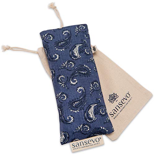 SANSEVO Lavender Eye Pillow - Weighted Eye Pillows for Relaxation Sleeping Meditation Yoga Eye Pillow, Aromatherapy Heated Lavender Eye Mask, Self Care Gifts (Blue Paisley)