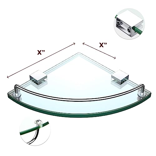 Vdomus Glass Corner Shelf Tempered Glass Stainless Steel Wall Bathroom Storage