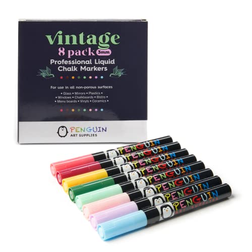 PENGUIN ART SUPPLIES Liquid Chalk Markers Set of 8-3mm Fine Tip Chalkboard