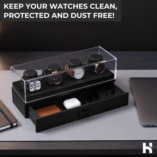 Holme & Hadfield Fathers Day Gift Premium Black Watch Holder Organizer