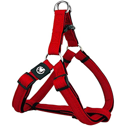 DDOXX Air Mesh Step-in Dog Harness - Adjustable Chest Harness Dogs - XS (Red)