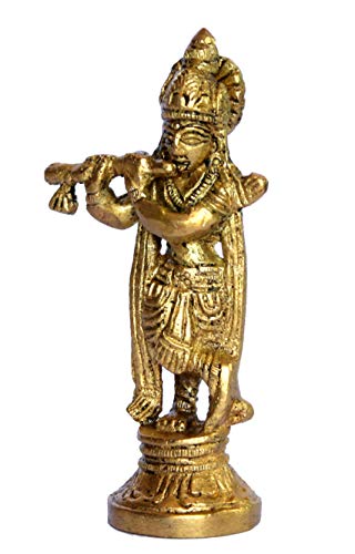 Esplanade Brass 3.5 Inch Krishna Makhan Chor Idol Statue Sculpture