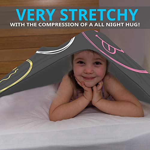 Sensory Blanket for Kids - Comfortable Compression Bedding - Cuddle Light Soft Sheets - Stretchy Lycra Quality Blankets for Boys, Girls & Toddler (Emoji Design) (Full)