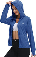 MoFiz Women's Full Zip Running Jacket Hoodie Shirt XL Mid Blue