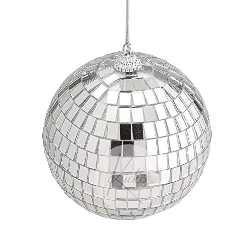 Kicko Mirror Disco Balls - 4 Inch Silver Hanging Ornaments - for Home Decorations, Stage Props, Game Accessories, School Festivals, Party Favors and Supplies (1 Pack)