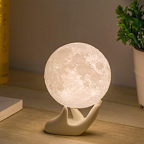 Mydethun Moon Lamp 3.5 Inch 3D Printed Lunar Lamp Moon Light White & Yellow