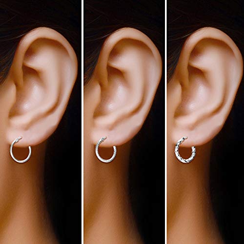 Charmsy Set of 3 Pairs 925 Sterling Hoop Earrings for Women 18 Mm