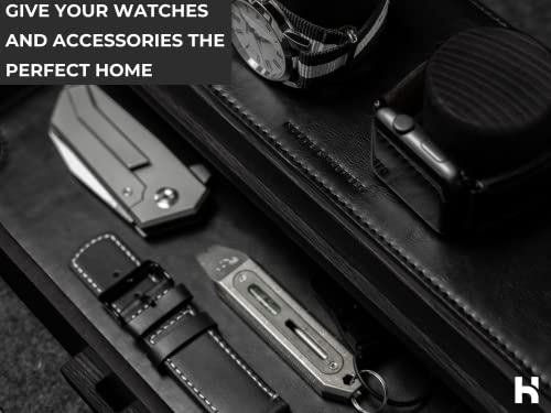 Watch Display Case For Men - Watch Case Holder Organizer For Men - Wooden Watch Box Mens Watch Case Black