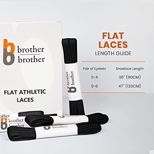 BB BROTHER BROTHER Flat ShoeLaces for Sneakers Black 5 Pairs 5/16"  Running 36''