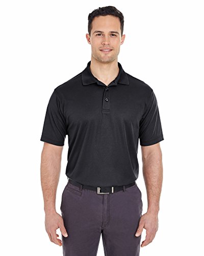 UltraClub Men's Cool & Dry Mesh Pique Polo Shirt, Black X-Large