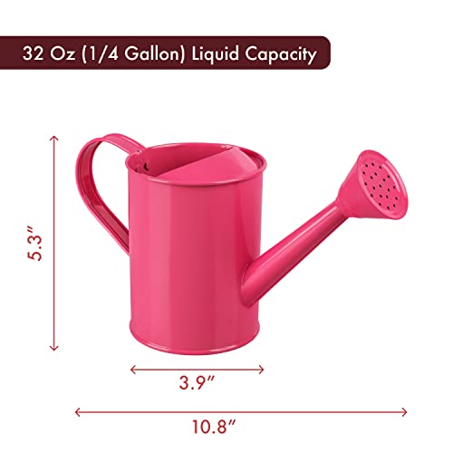 Homarden Kids Watering Can 32 Oz Metal Perfect for Play or Practical Use Pink