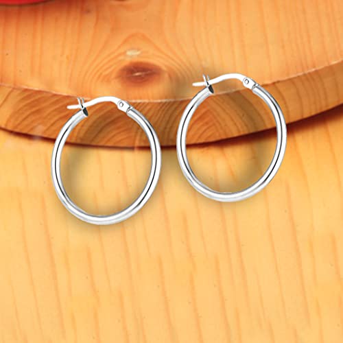 Charmsy 925 Sterling Silver Hoop Earrings Italian 2.5mm Women 35mm