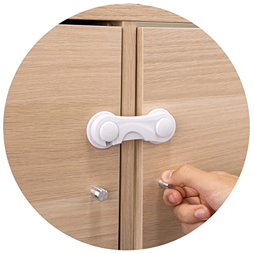 6-Pack Child Proof Locks for Cabinet Doors, Pantry, Closet, Wardrobe, Cupboard, Drawers - 3M - No Drilling Baby Proofing Cabinet Lock