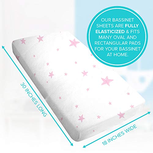 Kushies Bassinet Sheet Flannel Pink Scribble Stars Pink