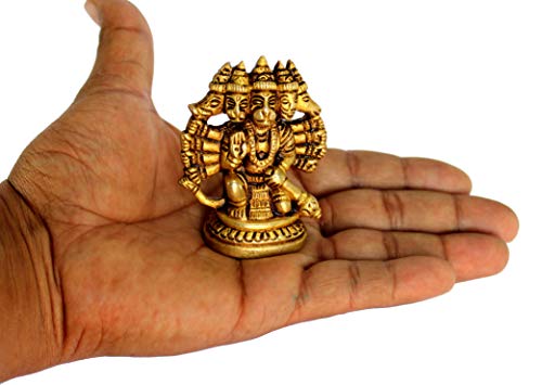 eSplanade Brass Panchmukhi Hanuman Anjaneya Pavan Putra Bajrangbali Idol Murti Moorti Statue (2.5 Inch)