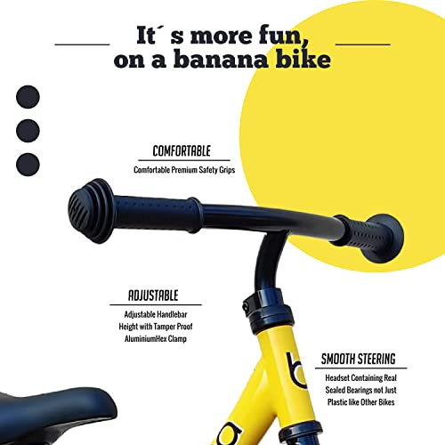 Banana GT Balance Bike Lightweight Toddler Bike for 2 3 4 and 5 Year Old Boys and Girls Yellow