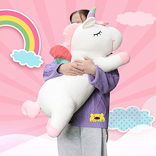 Aixini Unicorn Stuffed Animal Pillow 11.8 Inch Soft White Plushie Rainbow Wings