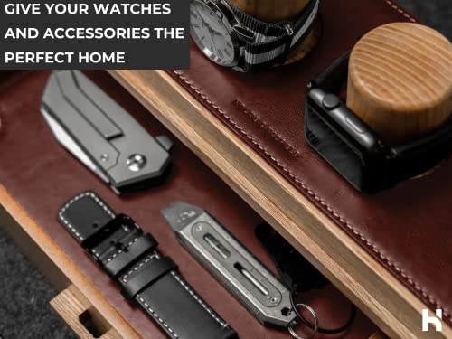 Watch Display Case For Men - Watch Case Holder Organizer For Men - Wooden Watch Box Mens Watch Case Oak