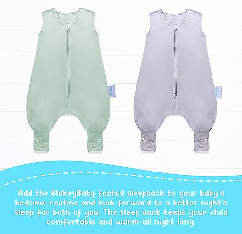 Blakey Baby Footed Sleep Sack & Wearable Blanket with Sock Cover - Toddler Sleeping Sack for Ages 18-36 Months - Boy or Baby Girl Sleep Sacks (Pack of 2 Baby Sleep Sacks - Sage Green & Cool Grey)